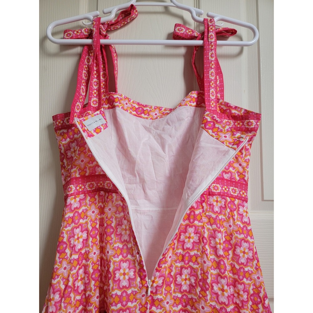 Rebecca Vallance Serafino Printed Peplum Ruffle Mini Dress Organic Cotton 12 - Picture 10 of 12